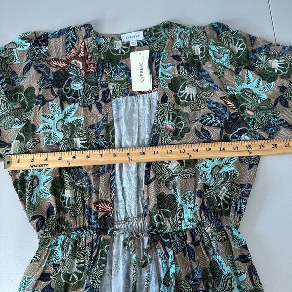 Evereve Maxi Wrap Kimono Size S Mindy Green Floral - Picture 12 of 14
